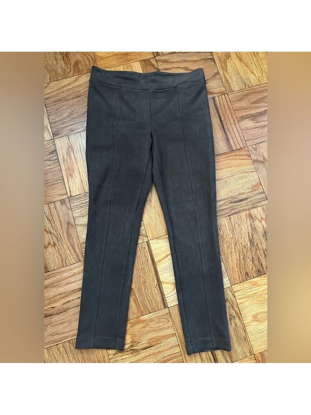 Andrew Marc Pintuck Skinny Faux Suede Pants in Walnut - Picture 3 of 9